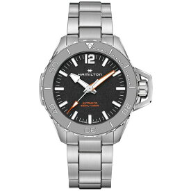 ハミルトン メンズ 腕時計 アクセサリー Men's Swiss Automatic Khaki Navy Frogman Stainless Steel Bracelet Watch 46mm Black