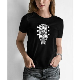 エルエーポップアート レディース カットソー トップス Women's Word Art Guitar Head Music Genres T-shirt Black