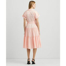 ラルフローレン レディース ワンピース トップス Women's Belted Cotton-Blend Tiered Dress Pink Opal