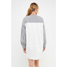 イングリッシュファクトリー レディース ワンピース トップス Women's V-neck Sweatshirts Dress with Poplin Heather grey