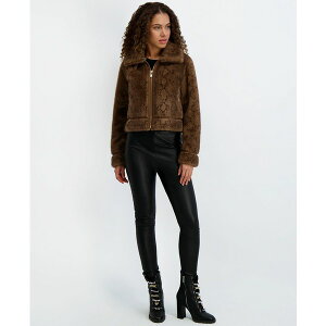 J[K[tFh fB[X WPbgu] AE^[ Women's Printed Faux-Fur Bomber Jacket Brown Snake