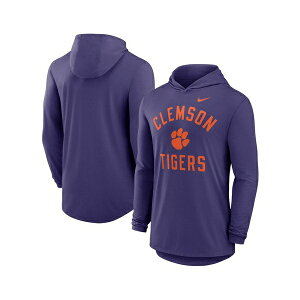 iCL Y TVc gbvX Men's Purple Clemson Tigers Classic Arch Tri-Blend Performance Long Sleeve Hoodie T-Shirt Purple