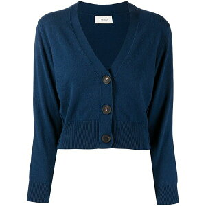 �v�����O�� �I�u �X�R�b�g�����h ���f�B�[�X �j�b�g&�Z�[�^�[ �A�E�^�[ Cropped button-up cardigan Blue