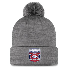 ファナティクス メンズ 帽子 アクセサリー Montreal Canadiens Fanatics Authentic Pro Home Ice Cuffed Knit Hat with Pom Gray