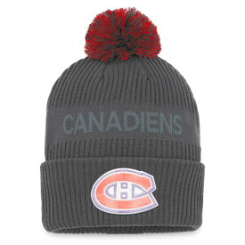 ファナティクス メンズ 帽子 アクセサリー Montreal Canadiens Fanatics Authentic Pro Home Ice Cuffed Knit Hat with Pom Charcoal