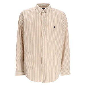 �����t���[���� �����Y �V���c �g�b�v�X Striped-pattern cotton shirt Neutrals