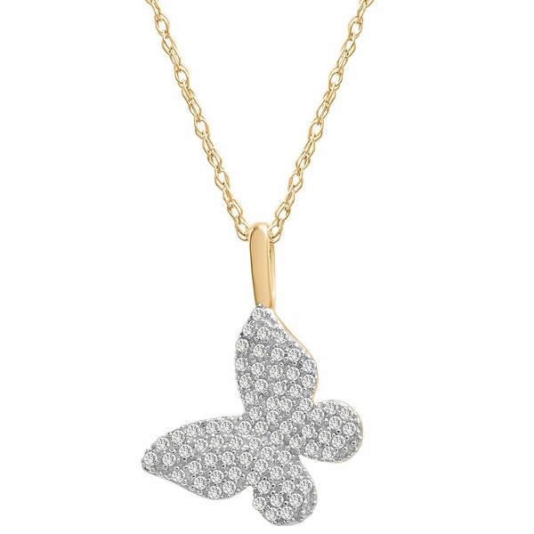 ラップド  レディース ネックレス・チョーカー・ペンダントトップ アクセサリー Diamond Butterfly Pendant Necklace (1 ct. in 14k Gold (Also Available in Black Diamond) White Diamond