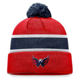 ファナティクス メンズ 帽子 アクセサリー Washington Capitals Fanatics Breakaway Cuffed Knit Hat with Pom Red/Navy