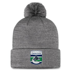 ファナティクス メンズ 帽子 アクセサリー Vancouver Canucks Fanatics Authentic Pro Home Ice Cuffed Knit Hat with Pom Gray