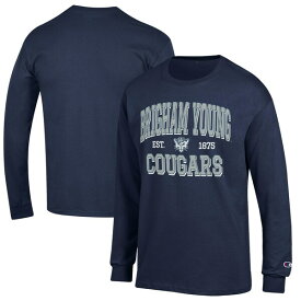 チャンピオン メンズ Tシャツ トップス BYU Cougars Champion Jersey Est. Date Long Sleeve TShirt Navy