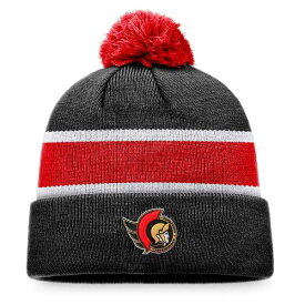 ファナティクス メンズ 帽子 アクセサリー Ottawa Senators Fanatics Breakaway Cuffed Knit Hat with Pom Black/Red