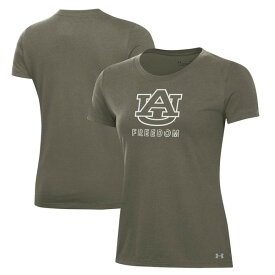 アンダーアーマー レディース Tシャツ トップス Auburn Tigers Under Armour Women's Freedom Performance TShirt Olive