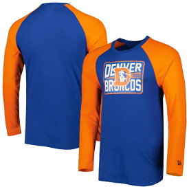 ニューエラ メンズ Tシャツ トップス Denver Broncos New Era Throwback Raglan Long Sleeve TShirt Royal