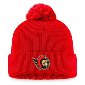 ファナティクス メンズ 帽子 アクセサリー Ottawa Senators Fanatics Core Primary Logo Cuffed Knit Hat with Pom Red