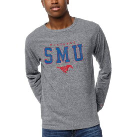 リーグカレッジエイトウェア メンズ Tシャツ トップス SMU Mustangs League Collegiate Wear Victory Falls Long Sleeve TriBlend TShirt Heathered Gray