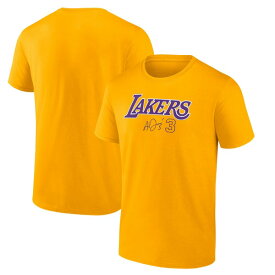 ファナティクス メンズ Tシャツ トップス Anthony Davis Los Angeles Lakers Fanatics Branded Name & Number TShirt Gold