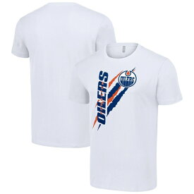 スターター メンズ Tシャツ トップス Edmonton Oilers Starter Color Scratch TShirt White