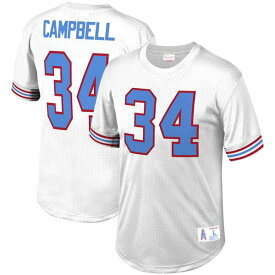 ミッチェル&ネス メンズ Tシャツ トップス Earl Campbell Houston Oilers Mitchell & Ness Retired Player Name & Number Mesh Top White