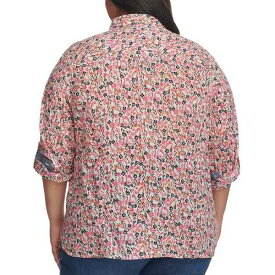 トミー ヒルフィガー レディース シャツ トップス Plus Size Floral Roll-Tab Button-Up Shirt Bright White/Dahlia