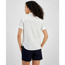 トミー ヒルフィガー レディース シャツ トップス Women's Camp Short-Sleeve Shirt Brt White