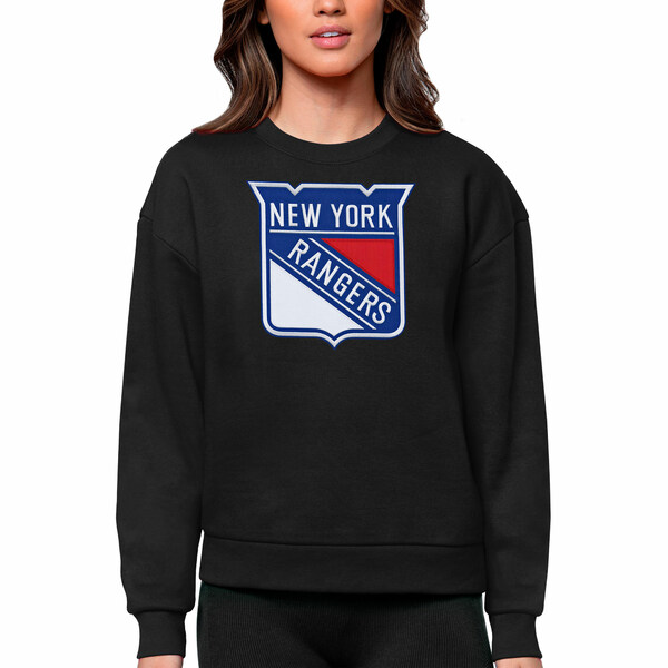アンティグア レディース パーカー・スウェットシャツ アウター New York Rangers Antigua Women's Team Logo Victory Crewneck Pullover Sweatshirt Black