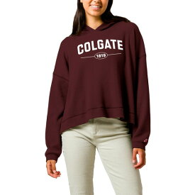 リーグカレッジエイトウェア レディース Tシャツ トップス Colgate Raiders League Collegiate Wear Women's Waffle Long Sleeve Hoodie TShirt Maroon
