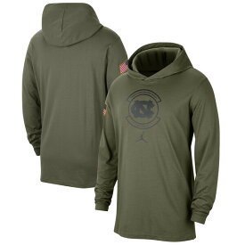 ジョーダン メンズ Tシャツ トップス North Carolina Tar Heels Jordan Brand Military Pack Long Sleeve Hoodie TShirt Olive
