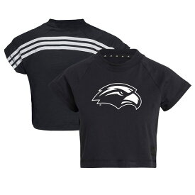 アディダス レディース Tシャツ トップス Southern Miss Golden Eagles adidas Women's Recycled Cotton Crop Top Black