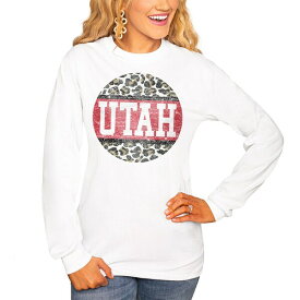 ゲームデイ レディース Tシャツ トップス Utah Utes Women's Scoop & Score Long Sleeve TShirt White