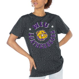 ゲームデイ レディース Tシャツ トップス Western Illinois Leathernecks Gameday Couture Women's Victory Lap Leopard Standard Fit TShirt Charcoal