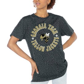 ゲームデイ レディース Tシャツ トップス Georgia Tech Yellow Jackets Gameday Couture Women's Victory Lap Leopard Standard Fit TShirt Charcoal