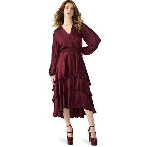 XeB[u }f fB[X s[X gbvX Women's Bei Smocked-Waist Tiered High-Low Dress Dark Red