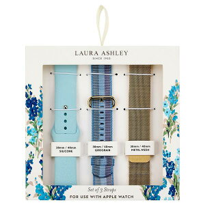 [AVC fB[X rv ANZT[ Women's Gold-Tone Mesh, Blue Grosgrain and Blue Silicone Strap Sets Compatible with Apple Watch 38mm, 40mm, 41mm Multi