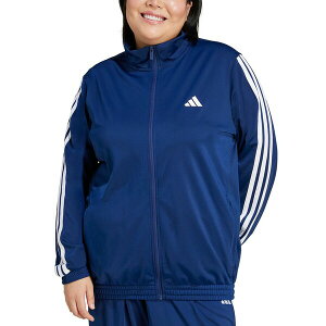 AfB_X fB[X WPbgu] AE^[ Plus Size Essentials Tricot Three Stripes Track Jacket Dark Blue/White