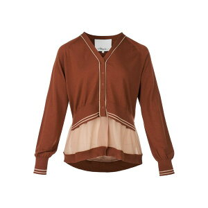 �X���[�����t�B���b�v���� ���f�B�[�X �J�[�f�B�K�� �A�E�^�[ Layered cardigan Orange