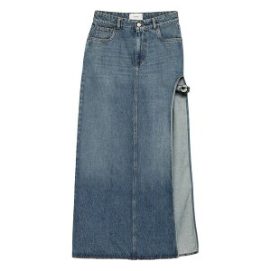 �R�y���j ���f�B�[�X �f�j���p���c �{�g���X Garder belt-detail side-split denim skirt Blue