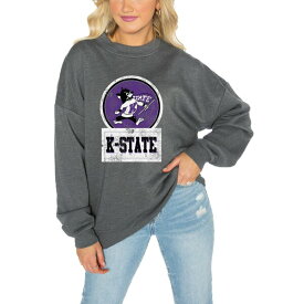 ゲームデイ レディース パーカー・スウェットシャツ アウター Kansas State Wildcats Gameday Couture Women's Drop Shoulder Fleece Drop Pullover Sweatshirt Charcoal