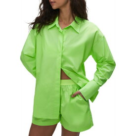 グッドアメリカン レディース シャツ トップス Good American Women's Coated Poplin Shirt Electric Lime