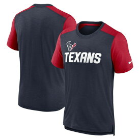 ナイキ メンズ Tシャツ トップス Houston Texans Nike Color Block Team Name TShirt Heathered Navy/Heathered Red