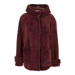}j fB[X WPbgu] AE^[ Brown Jacket With Hood With Buttons And Logo Patch On The Front In Fur Woman Brown