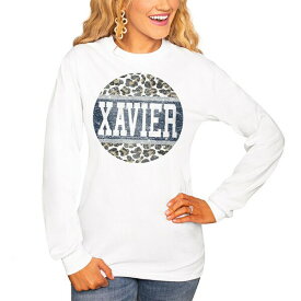 ゲームデイ レディース Tシャツ トップス Xavier Musketeers Women's Scoop & Score Long Sleeve TShirt White