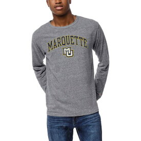 リーグカレッジエイトウェア メンズ Tシャツ トップス Marquette Golden Eagles League Collegiate Wear Victory Falls TriBlend Long Sleeve TShirt Heather Gray