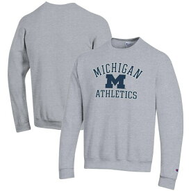 チャンピオン メンズ パーカー・スウェットシャツ アウター Michigan Wolverines Champion Athletics Logo Pullover Sweatshirt Gray