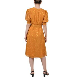 ニューヨークコレクション レディース ワンピース トップス Women's Elbow Sleeve Swiss Dot Dress Inca Gold-Tone