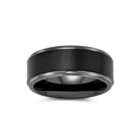 ブリング レディース リング アクセサリー Plain Simple Black Matte Couples Titanium Wedding Band Ring For Men For Women Beveled Edge Comfort Fit 8MM Black