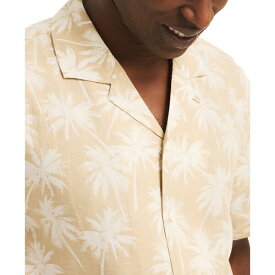 ナウティカ メンズ シャツ トップス Men's Linen-Blend Palm Print Short Sleeve Camp Shirt Twill Chino