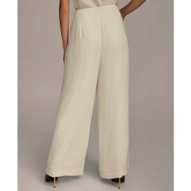 ダナキャラン レディース カジュアルパンツ ボトムス Women's Textured Wide-Leg Pants Cream