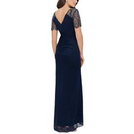 エスケープ レディース ワンピース トップス Beaded-Sleeve Gown Navy