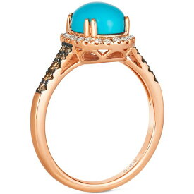ルヴァン レディース リング アクセサリー Robins Egg Blue Turquoise (2 ct. t.w.) & Diamond (1/3 ct. t.w.) Halo Ring in 14k Rose Gold 14K Rg