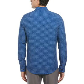 ペリーエリス メンズ シャツ トップス Men's Slim-Fit Stretch Diamond Geo-Print Button-Down Shirt Blue Quartz
